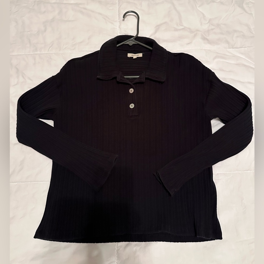 Madewell Black Button Down Long Sleeve Top